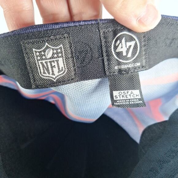 New England Patriots NFL Team Apparel Stretch Fit Hat Cap '47 Blue Red OSFA - Picture 7 of 7